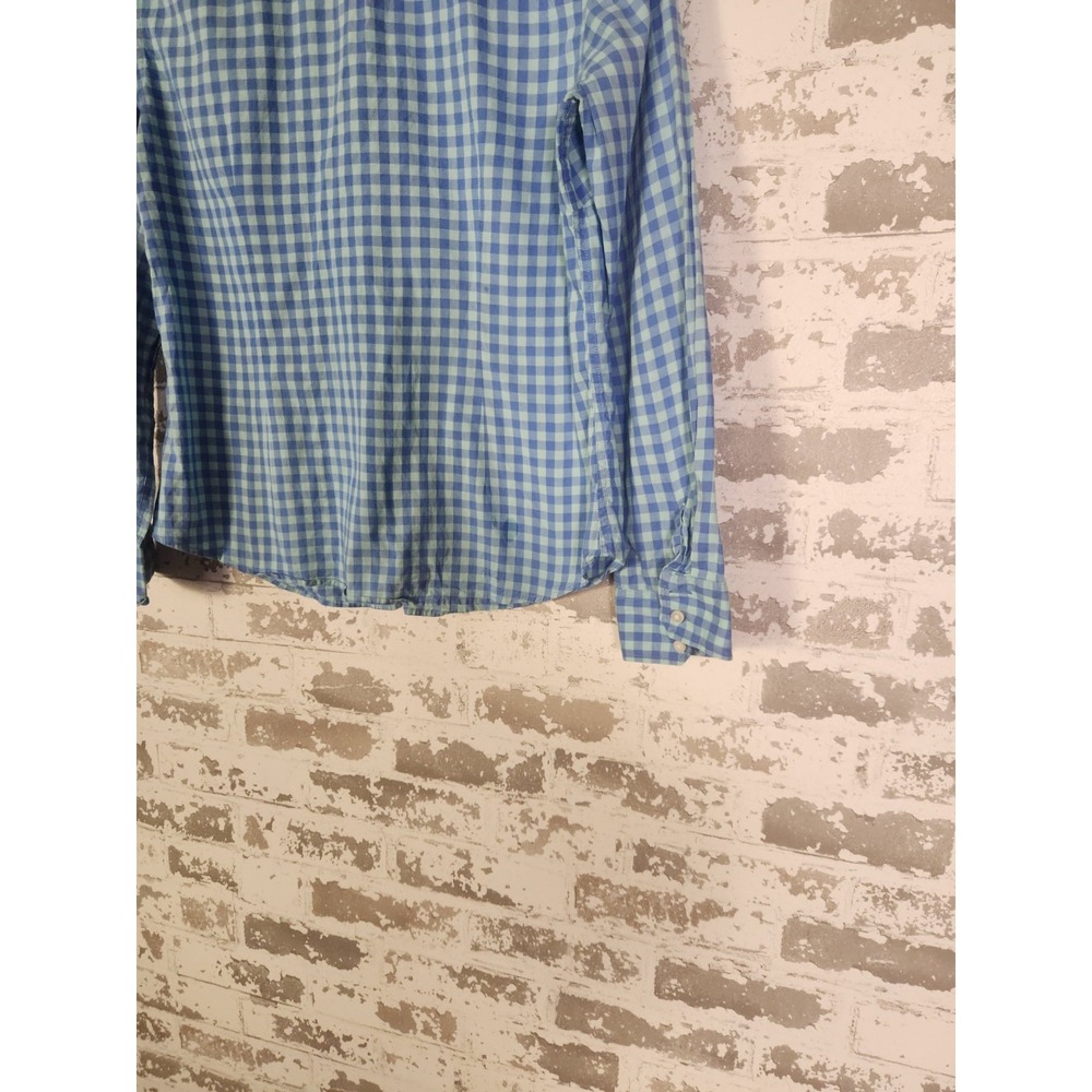 J. McLaughlin Blue Gingham Check Button Down Shirt Cotton‎ Preppy Size 8 - Picture 11 of 15